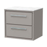 [BFLL3224WMT] Longnor 2 Drawer Wall Hung Vanity Unit with White Marble Worktop, Choice of Size and Colour - Cutout
