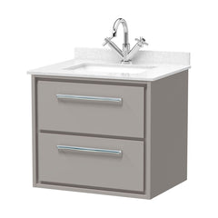 [BFLL3224WS1] Balterley 600mm Wall Hung 2 Drawer Vanity with Marble Worktop Basin - Pebble Grey - Cutout