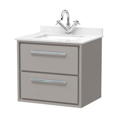 [BFLL3224WS1] Longnor Contemporary Wall Hung 2 Drawer Vanity Basin Unit with Marble Worktop Basin, Choice of Size and Colour - Cutout