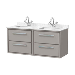 [BFLL3224WS2] Longnor Contemporary Wall Hung 4 Drawer Vanity Basin Unit with Marble Worktop Basins, 1200mm, Choice of Colour - Cutout