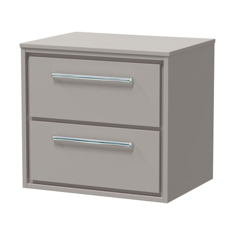 [BFLL3224W] Balterley 600mm Framed Design Wall Hung 2 Drawer Vanity with Worktop - Pebble Grey - Cutout