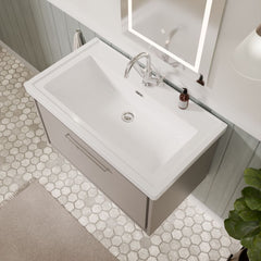 [BFLL3225A] Longnor Single Drawer Wall Hung Vanity Basin Unit with 1 Tap Hole Traditional Fireclay Basin, Choice of Colour and Size - Lifestyle 2