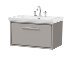 [BFLL3225B] Longnor Single Drawer Wall Hung Vanity Basin Unit with 3 Tap Hole Traditional Fireclay Basin, Choice of Size and Colour - Cutout