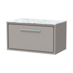 [BFLL3225CMT] Balterley 800mm Framed Design Wall Hung Single Drawer Vanity, Marble Worktop - Pebble Grey - Cutout