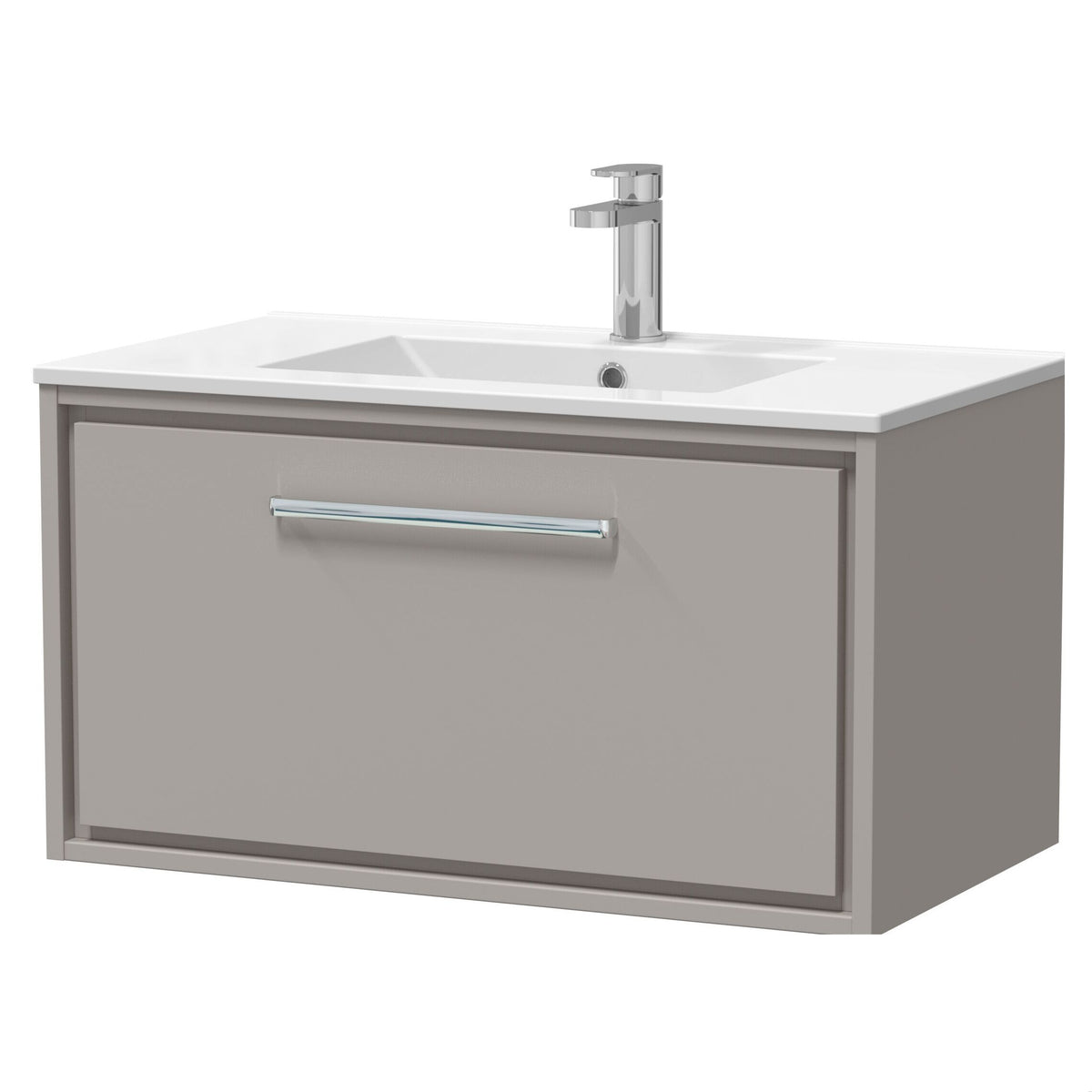 [BFLL3225C] Longnor Modern Bathroom Wall Hung Single Drawer Vanity Unit & Basin, Choice of Size and Colour - Cutout