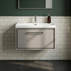 [BFLL3225E] Longnor Modern Bathroom 1 Soft Close Drawer Wall Hung Vanity Unit & Rectangular Basin, Choice of Size and Colour - Silo