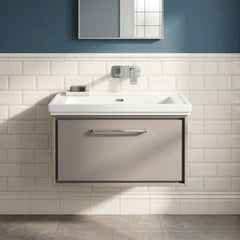[BFLL3225H] Longnor Single Drawer Wall Hung Vanity Basin Unit with 0 Tap Hole Traditional Fireclay Basin, Choice of Size and Colour - Silo