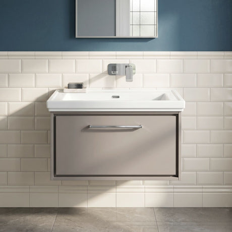 [BFLL3225H] Longnor Single Drawer Wall Hung Vanity Basin Unit with 0 Tap Hole Traditional Fireclay Basin, Choice of Size and Colour - Silo