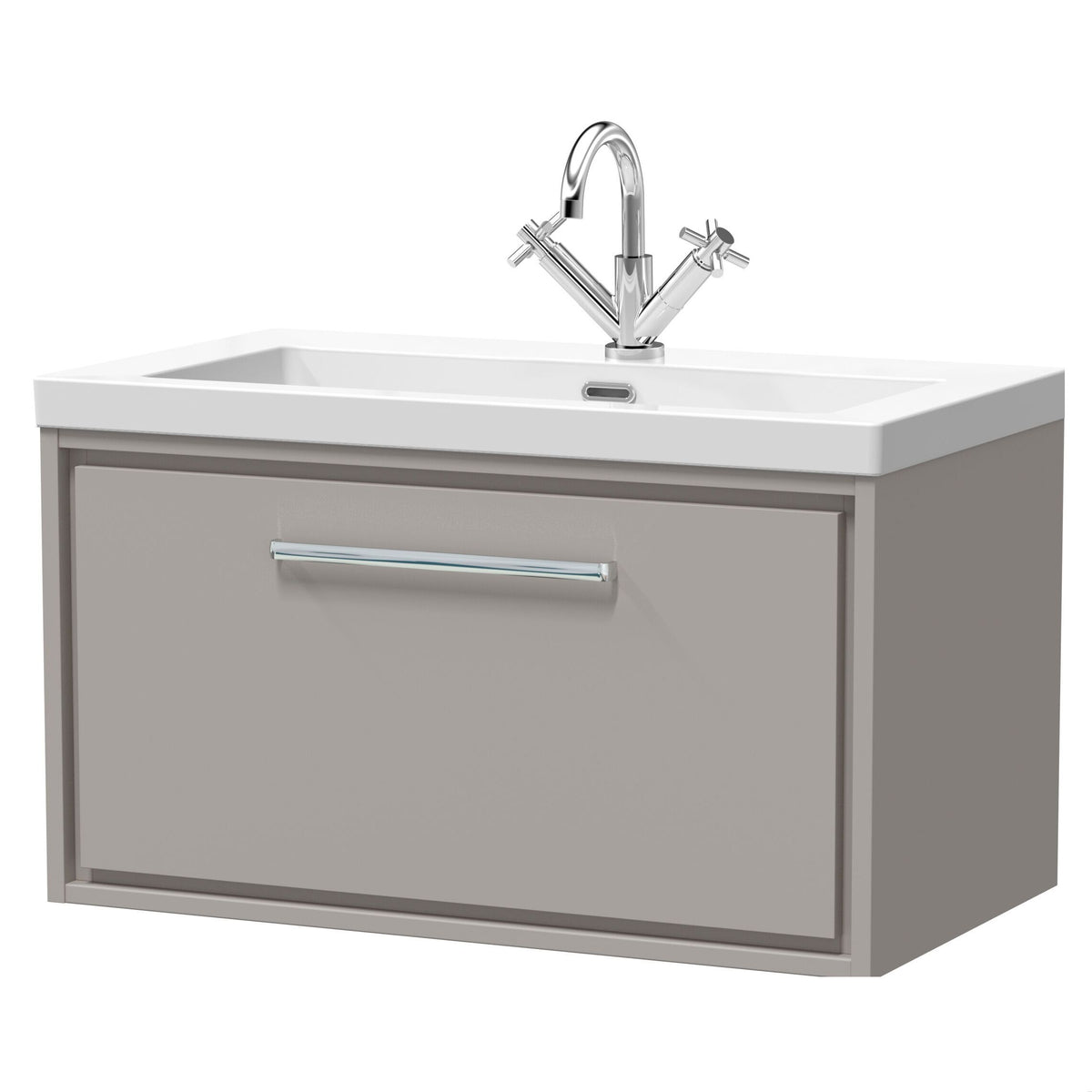 [BFLL3225L] Longnor Wall Hung Single Drawer Vanity Basin Unit with Modern Fireclay Basin, Choice of Size, Colour and Basin - Cutout