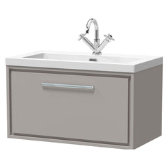 [BFLL3225L] Longnor Wall Hung Single Drawer Vanity Basin Unit with Modern Fireclay Basin, Choice of Size, Colour and Basin - Cutout
