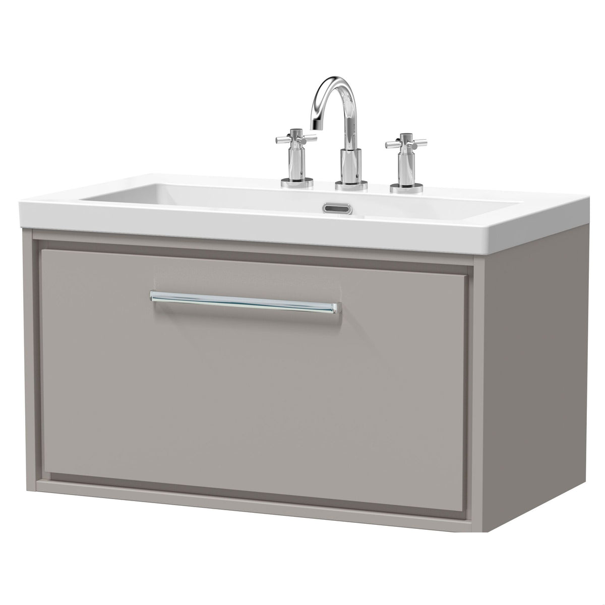 [BFLL3225M] Longnor Wall Hung Single Drawer Vanity Basin Unit with Modern Fireclay Basin, Choice of Size, Colour and Basin - Cutout