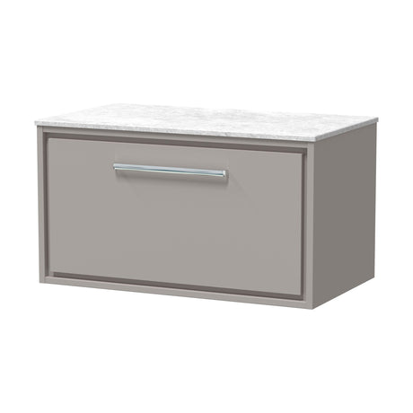 [BFLL3225WMT] Balterley 800mm Framed Design Wall Hung Single Drawer Vanity with Marble Worktop - Pebble Grey - Cutout