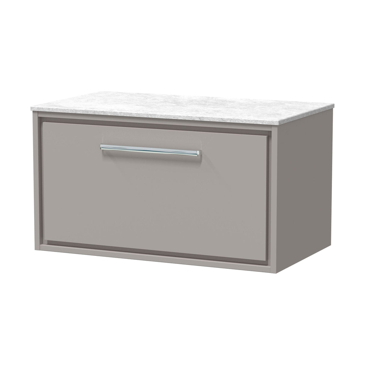 [BFLL3225WMT] Longnor 1 Drawer Wall Hung Vanity Unit with White Marble Worktop, Choice of Size and Colour - Cutout