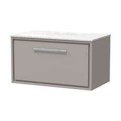 [BFLL3225WMT] Longnor 1 Drawer Wall Hung Vanity Unit with White Marble Worktop, Choice of Size and Colour - Cutout