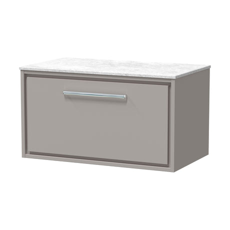 [BFLL3225WMT] Longnor 1 Drawer Wall Hung Vanity Unit with White Marble Worktop, Choice of Size and Colour - Cutout