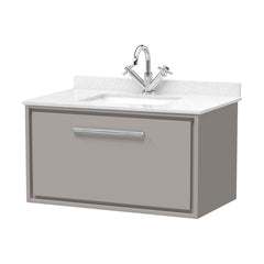 [BFLL3225WS1] Longnor Contemporary Wall Hung 1 Drawer Vanity Basin Unit with Marble Worktop Basin, Choice of Size and Colour - Cutout