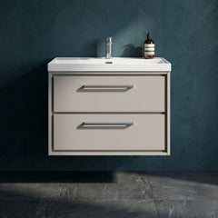 [BFLL3226E] Longnor Modern Wall Hung Vanity 2 Drawer Vanity Basin Unit with Rectangular Basin, Choice of Size and Colour - Silo