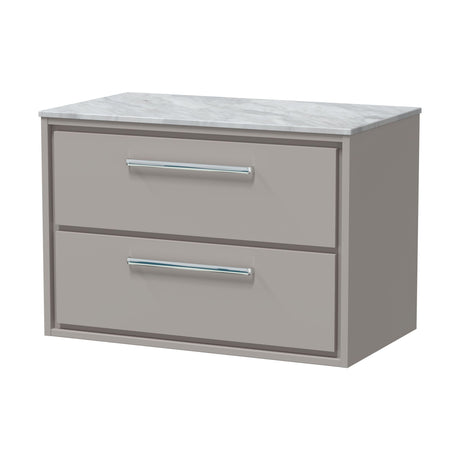[BFLL3226GMT] Balterley 800mm Framed Design Wall Hung 2 Drawer Vanity & Marble Worktop - Pebble Grey - Cutout