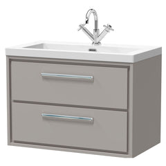 [BFLL3226L] Longnor Modern 2 Drawer Wall Hung Vanity Basin Unit with Modern Fireclay Sink, Choice of Size and Colour - Cutout
