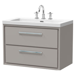 [BFLL3226M] Longnor Modern 2 Drawer Wall Hung Vanity Basin Unit with Modern Fireclay Sink, Choice of Size and Colour - Cutout
