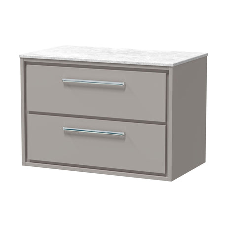 [BFLL3226WMT] Longnor 2 Drawer Wall Hung Vanity Unit with White Marble Worktop, Choice of Size and Colour - Cutout