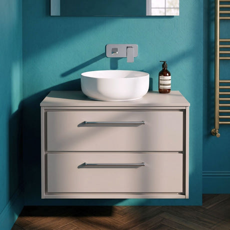 [BFLL3226W] Longnor Contemporary 2-Drawer Wall Hung Vanity Unit with Colour Coordinating Worktop, Choice of Size and Colour - Silo