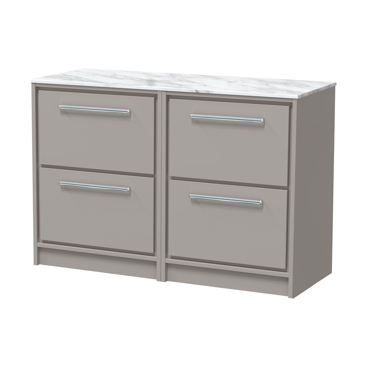 [BFLL3233CMT2] Balterley 1200mm Framed Design Floor Standing 4 Drawer Vanity, Marble Worktop - Pebble Grey - Cutout