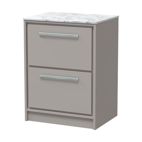 [BFLL3233CMT] Balterley 600mm Framed Design Floor Standing 2 Drawer Vanity & Marble Worktop - Pebble Grey - Cutout