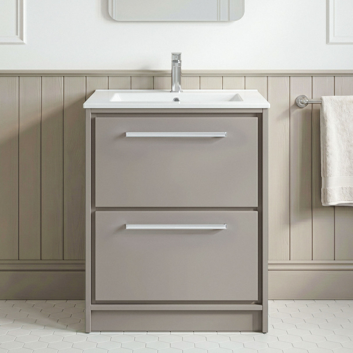[BFLL3233C] Longnor Floor Standing 2 Drawer Vanity Unit - Choice of Colour, Basin Type and Size - Silo