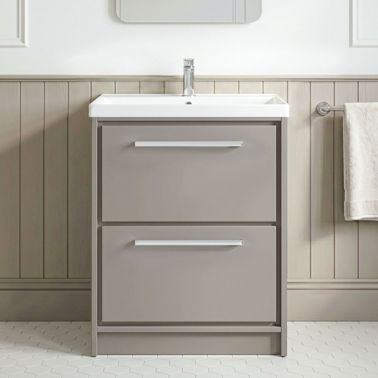 [BFLL3233E] Longnor Floor Standing 2 Drawer Vanity Unit - Choice of Colour, Basin Type and Size - Silo