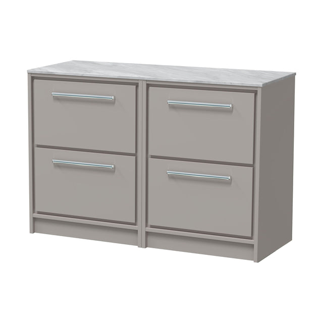 [BFLL3233GMT2] Balterley 1200mm Framed Design Floor Standing 4 Drawer Vanity & Marble Worktop - Pebble Grey - Cutout