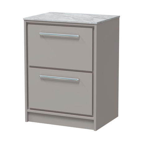 [BFLL3233GMT] Balterley 600mm Framed Design Floor Standing 2 Drawer Vanity & Marble Worktop - Pebble Grey - Cutout