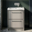 [BFLL3233K] Balterley Modern Bathroom 2 Soft-Close Drawer Floor Standing Vanity Unit Fireclay Basin, Pebble Grey, 600mm - Silo