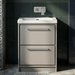 [BFLL3233K] Longnor 2 Drawer Floor Standing Vanity Unit with Modern Fireclay Basin, Choice of Size/Basin Type/Colour - Silo