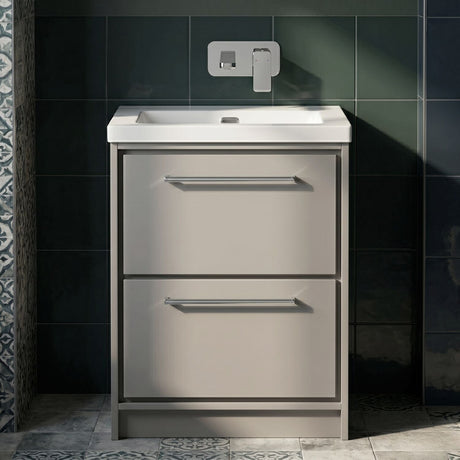 [BFLL3233K] Longnor 2 Drawer Floor Standing Vanity Unit with Modern Fireclay Basin, Choice of Size/Basin Type/Colour - Silo