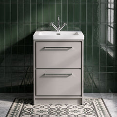 [BFLL3233L] Longnor 2 Drawer Floor Standing Vanity Unit with Modern Fireclay Basin, Choice of Size/Basin Type/Colour - Silo