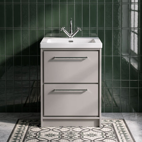 [BFLL3233L] Longnor 2 Drawer Floor Standing Vanity Unit with Modern Fireclay Basin, Choice of Size/Basin Type/Colour - Silo