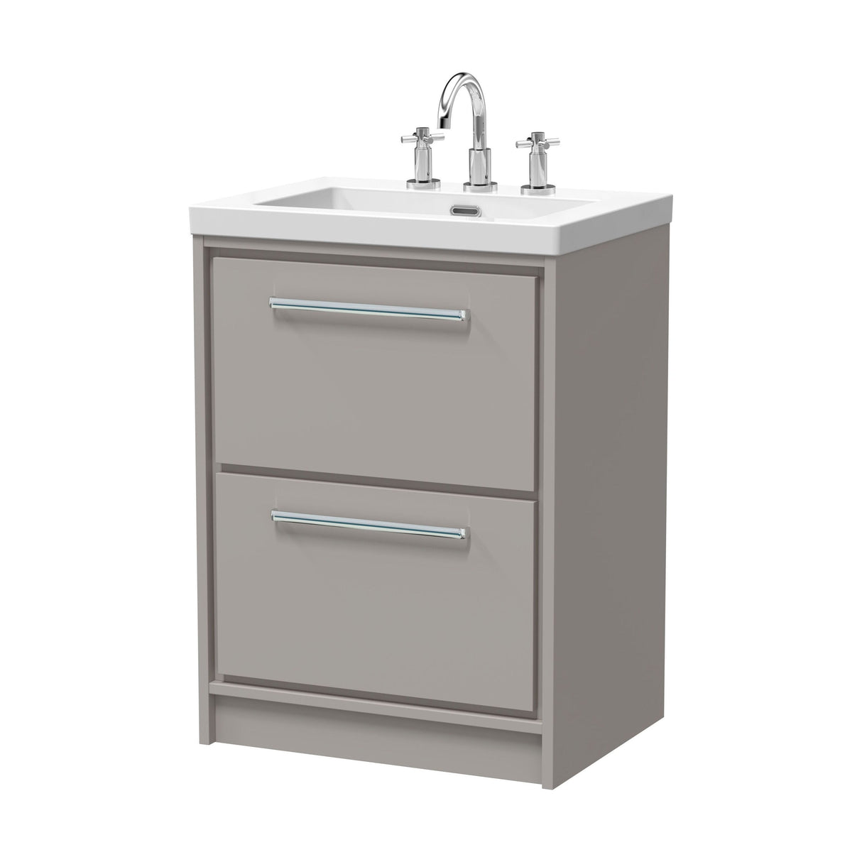 [BFLL3233M] Longnor 2 Drawer Floor Standing Vanity Unit with Modern Fireclay Basin, Choice of Size/Basin Type/Colour - Cutout