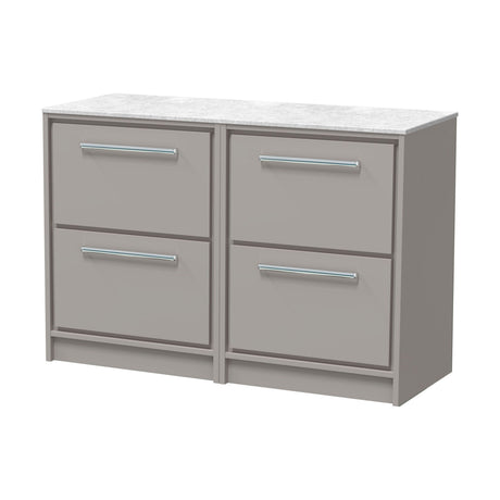 [BFLL3233WMT2] Longnor 2 Drawer Floor Standing Vanity Unit with White Marble Worktop, Choice of Size and Colour - Cutout