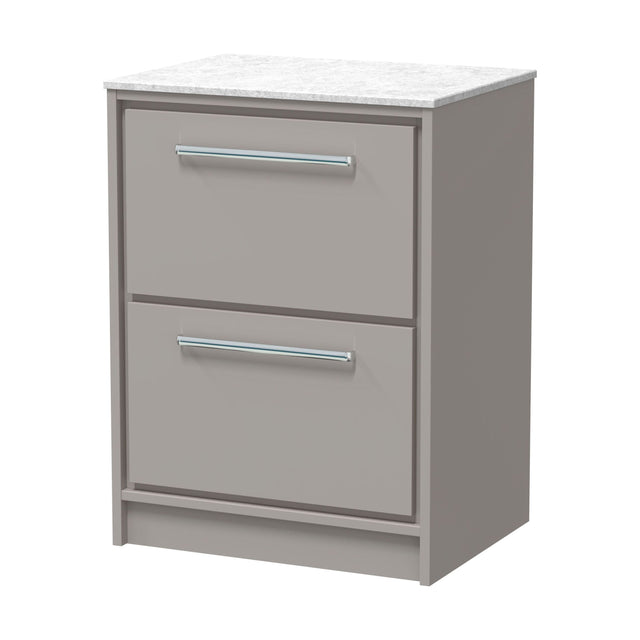 [BFLL3233WMT] Balterley 600mm Framed Design Floor Standing 2 Drawer Vanity with Marble Worktop - Pebble Grey - Cutout