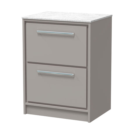 [BFLL3233WMT] Longnor 2 Drawer Floor Standing Vanity Unit with White Marble Worktop, Choice of Size and Colour - Cutout