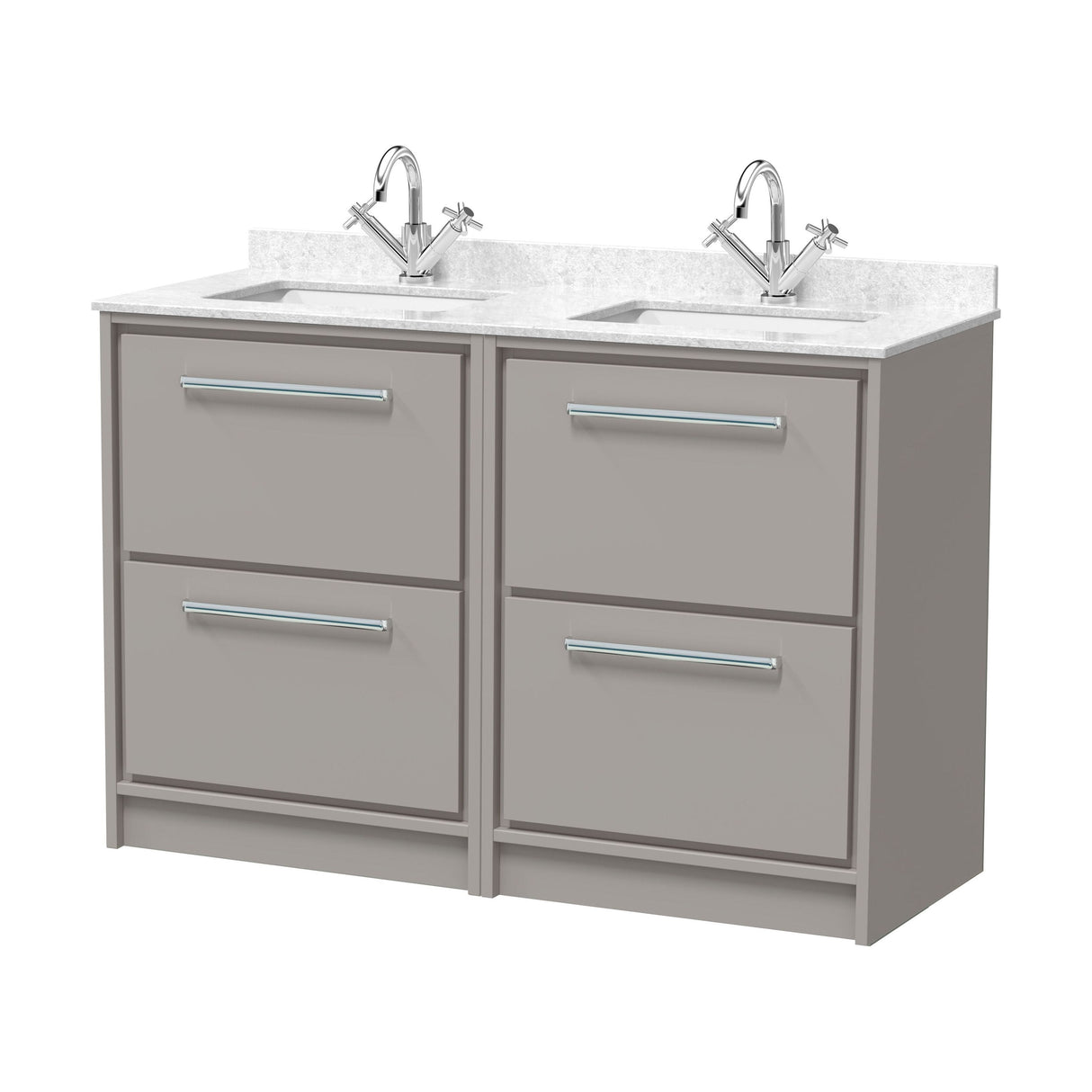 [BFLL3233WS2] Longnor Contemporary Floor Standing 4-Drawer Vanity Basin Unit with Marble Worktop Basin, 1200mm, Choice of Colour - Cutout