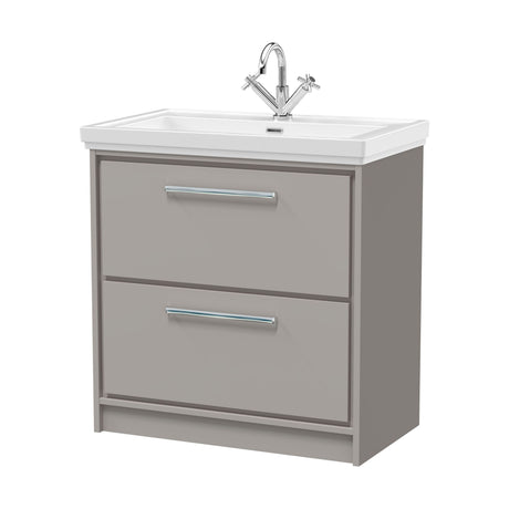 [BFLL3235A] Longnor Floor Standing Double Drawer Vanity Basin Unit with Fireclay Basin - Choice of Colour, Size and Basin Type - Cutout