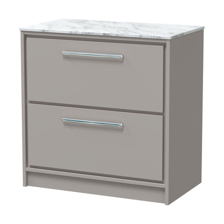 [BFLL3235CMT] Balterley 800mm Framed Design Floor Standing 2 Drawer Vanity, Marble Worktop - Pebble Grey - Cutout