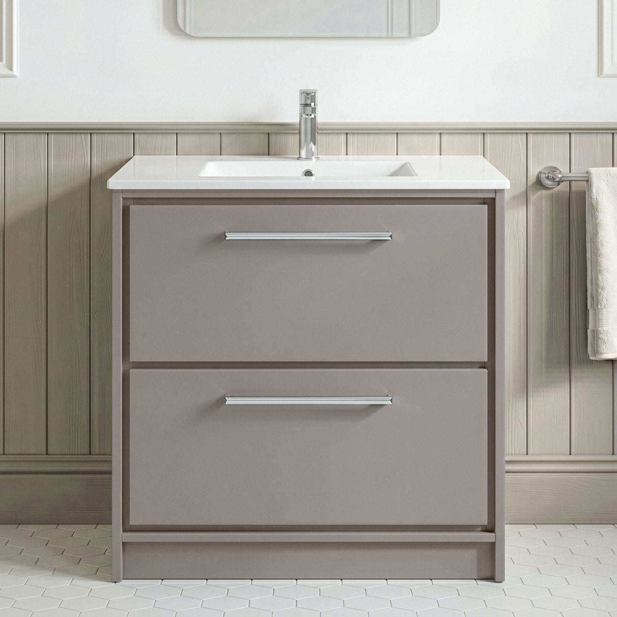 [BFLL3235C] Longnor Floor Standing 2 Drawer Vanity Unit - Choice of Colour, Basin Type and Size - Silo