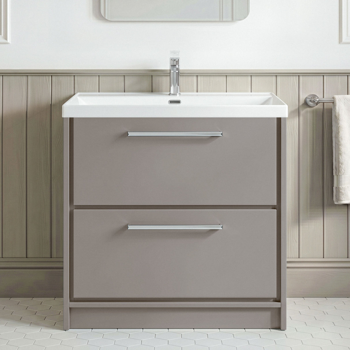 [BFLL3235E] Longnor Floor Standing 2 Drawer Vanity Unit - Choice of Colour, Basin Type and Size - Silo