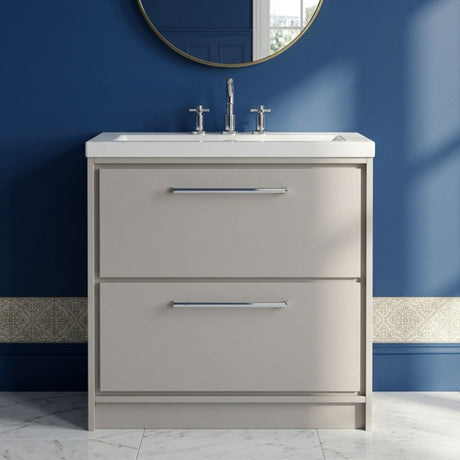 [BFLL3235M] Longnor 2 Drawer Floor Standing Vanity Unit with Modern Fireclay Basin, Choice of Size/Basin Type/Colour - Silo
