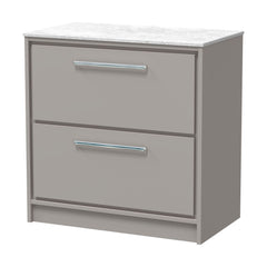 [BFLL3235WMT] Balterley 800mm Framed Design Floor Standing 2 Drawer Vanity with Marble Worktop - Pebble Grey - Cutout