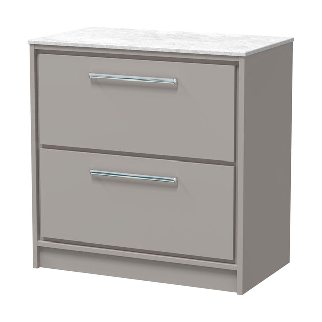 [BFLL3235WMT] Balterley 800mm Framed Design Floor Standing 2 Drawer Vanity with Marble Worktop - Pebble Grey - Cutout