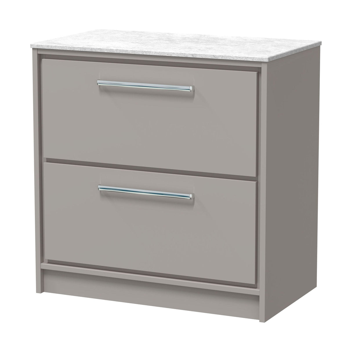 [BFLL3235WMT] Longnor 2 Drawer Floor Standing Vanity Unit with White Marble Worktop, Choice of Size and Colour - Cutout